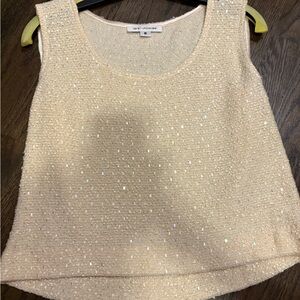 St. John Cream Sequin Sleeveless Tank Top